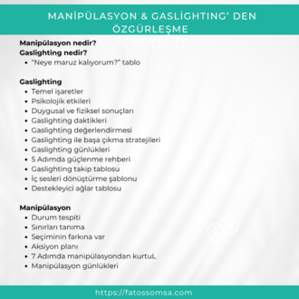 Manipülasyon ve Gaslighting’ den Özgürleşme Çalışması ( Canva Şablonu + PDF)