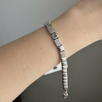 Silver kare model Zirkon taşlı bileklik