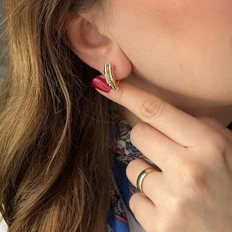 Bambu model 14k gold Xuping küpe