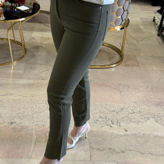 Yeşil kesik paça Jean