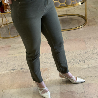 Yeşil kesik paça Jean