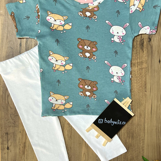 Mint yeşili desenli oversıze t-shirt diz altı kapri takım