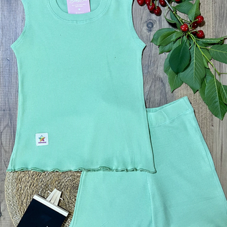 Mint yeşili kolsuz t-shirt şort takım