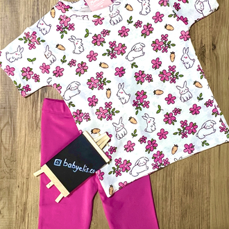 Tavşanlı oversıze t-shirt diz altı kapri takım