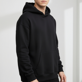 Üç İplik Siyah Kapüşonlu sweatshirt