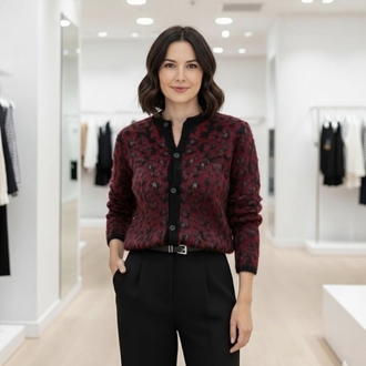 Leopar desenli hırka