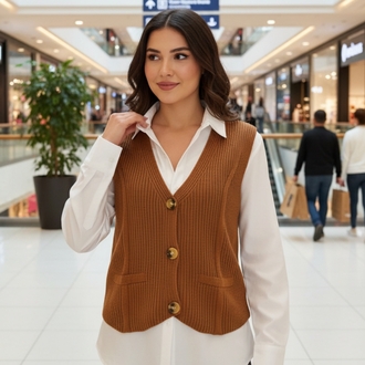 Örme Düğmeli Yelek