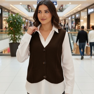 Örme Düğmeli Yelek