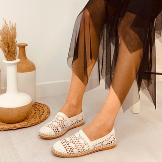 Beyaz Renk Dantel Ayakkabı Espadril 
