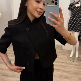 Siyah Kısa kollu blazer ceket