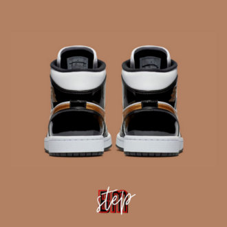Air Jordan 1 Mid SE Patent Black Metallic Gold White