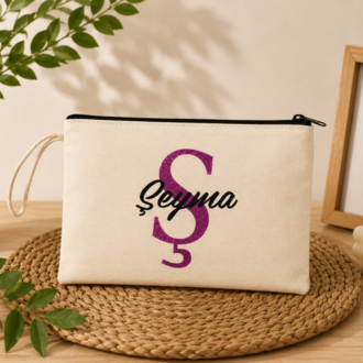 İsme Özel tek taraflı baskılı clutch çanta