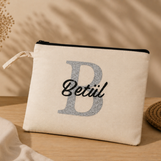 İsme Özel tek taraflı baskılı clutch çanta