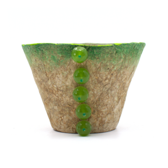 Papier Mache Peridot Konik Kap - Naturel ve Yeşil