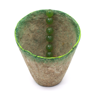 Papier Mache Peridot Konik Kap - Naturel ve Yeşil