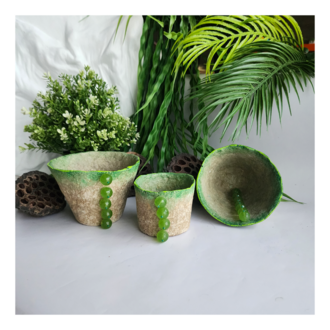 Papier Mache Peridot  Silindir Kap - Naturel ve Yeşil