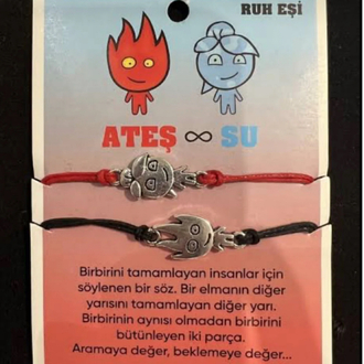 ATEŞ VE SU BİLEKLİK, SEVGİLİ & ARKADAŞ ÇİFT BİLEKLİĞİ