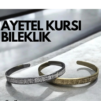 Ayetel Kürsi Yazılı Bileklik Paslanmaz Çelik
