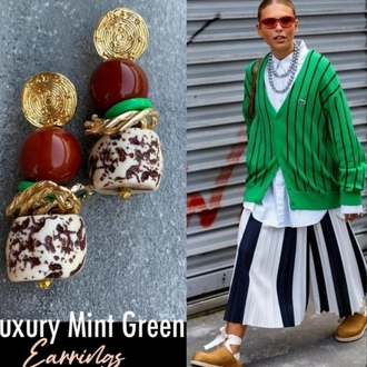 Luxury Mint Green Küpeler