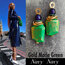 Gold Morie Green Navy Küpeler