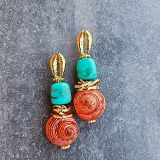 Carol Snail and Shell Turquoise Küpeler