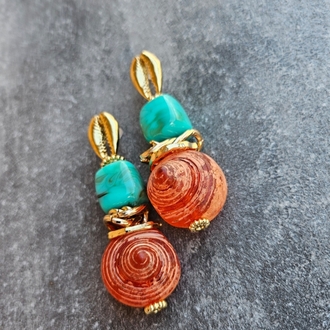 Carol Snail and Shell Turquoise Küpeler