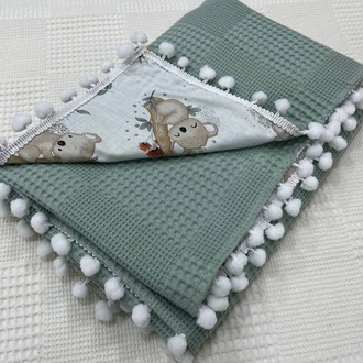Yeşil Poplin Kumaş Çok Amaçlı Bebek Battaniyesi