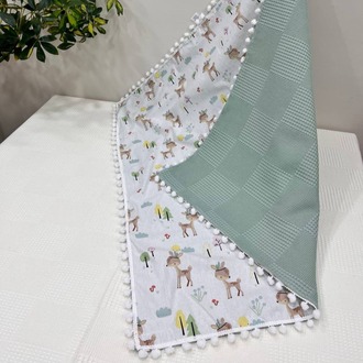 Yeşil Poplin Kumaş Çok Amaçlı Bebek Battaniyesi