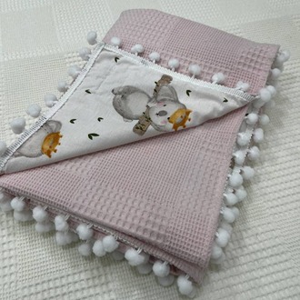 Pembe Poplin Kumaş Çok Amaçlı Bebek Battaniyesi