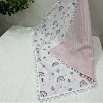Pembe Poplin Kumaş Çok Amaçlı Bebek Battaniyesi