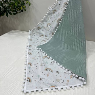 Yeşil Poplin Kumaş Çok Amaçlı Bebek Battaniyesi