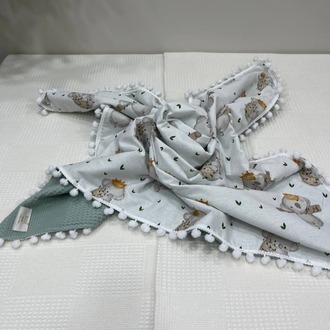Yeşil Poplin Kumaş Çok Amaçlı Bebek Battaniyesi