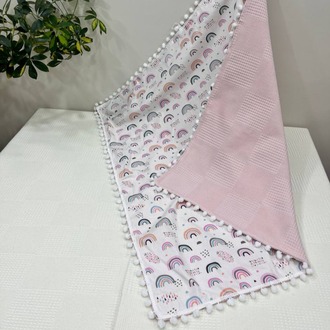 Pembe Poplin Kumaş Çok Amaçlı Bebek Battaniyesi
