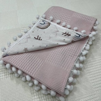 Pembe Poplin Kumaş Çok Amaçlı Bebek Battaniyesi