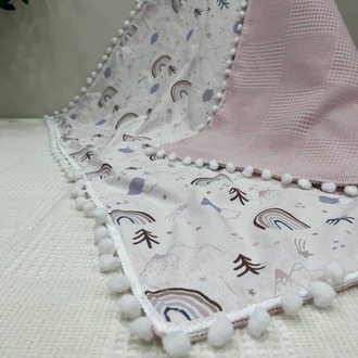 Pembe Poplin Kumaş Çok Amaçlı Bebek Battaniyesi