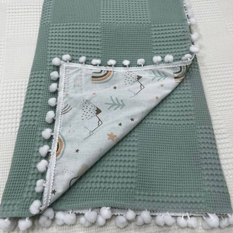 Yeşil Poplin Kumaş Çok Amaçlı Bebek Battaniyesi