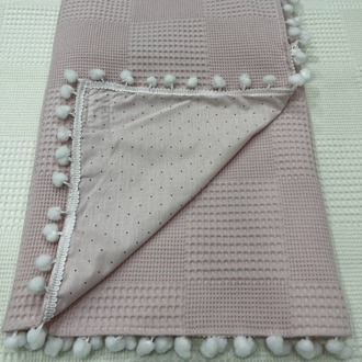 Pembe Poplin Kumaş Çok Amaçlı Bebek Battaniyesi