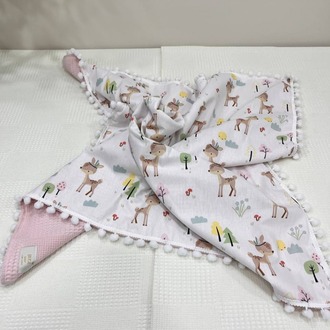 Pembe Poplin Kumaş Çok Amaçlı Bebek Battaniyesi