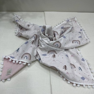 Pembe Poplin Kumaş Çok Amaçlı Bebek Battaniyesi