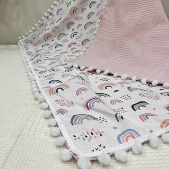 Pembe Poplin Kumaş Çok Amaçlı Bebek Battaniyesi