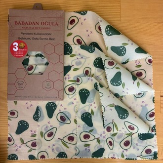 Yeniden Kullanılabilir Balmumu Gıda Sarma Bezi – 3’lü Set