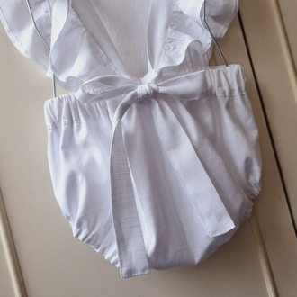 Beyaz Chic keten romper