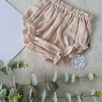 Bej muslin bloomer (yüksek bel)