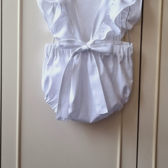 Beyaz Chic keten romper