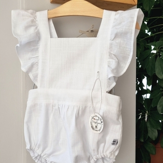 Beyaz Chic keten romper