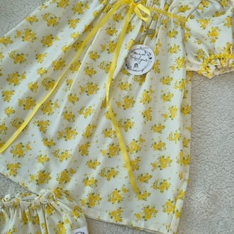 Sarı mini elbise ve bloomer ikili set