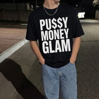 Pussy money glam y2k vıntage tee