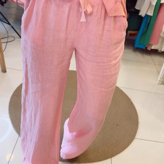 PEMBE KETEN PANTOLON