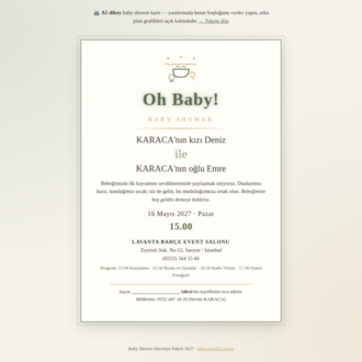 Baby Shower Davetiye Paketi 2027