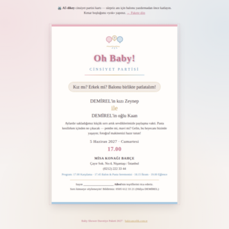 Baby Shower Davetiye Paketi 2027